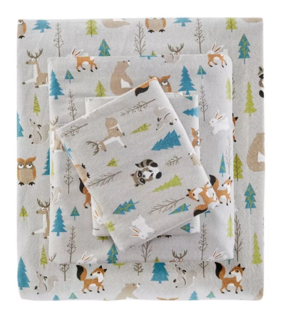 True North by Sleep Philosophy Twin Flannel Sheet Set Forest Animals
